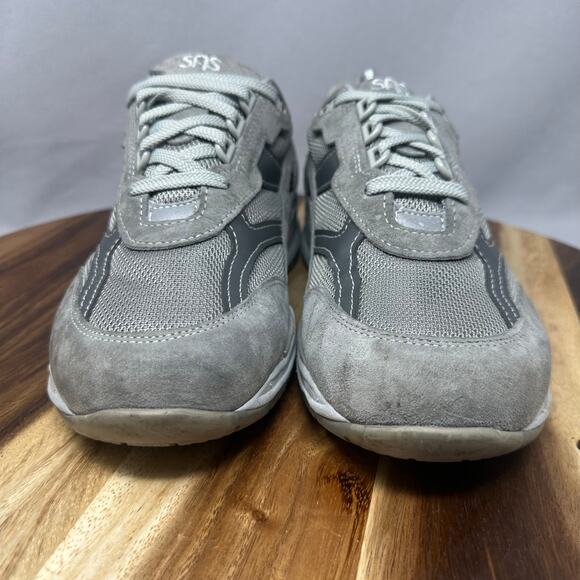 SAS Journey Mesh Lace Up Walking Shoes Men's 9.5 WW Double Wide Gray Leather - Picture 3 of 11